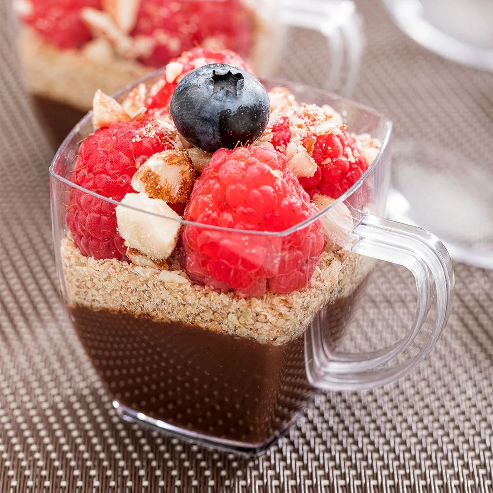 2 oz Square Clear Plastic Mini Cafe Cup - 2" x 2" x 2" - 100 count box