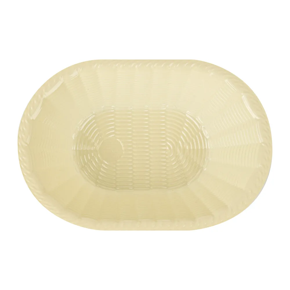 25 oz Cream Plastic Oval Food Serving Basket - Disposable - 9 1/4" x 6 1/4" x 2 1/2" - 25 count box