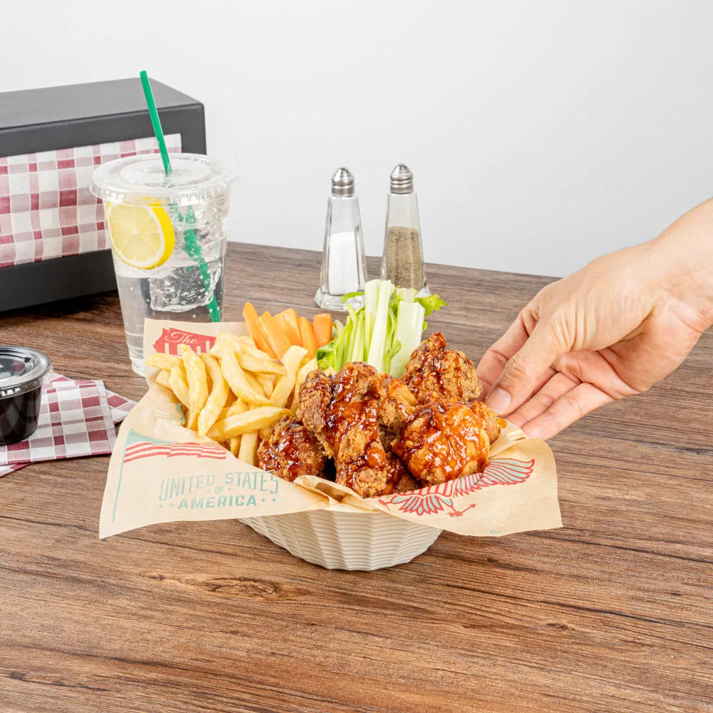 25 oz Cream Plastic Oval Food Serving Basket - Disposable - 9 1/4" x 6 1/4" x 2 1/2" - 25 count box