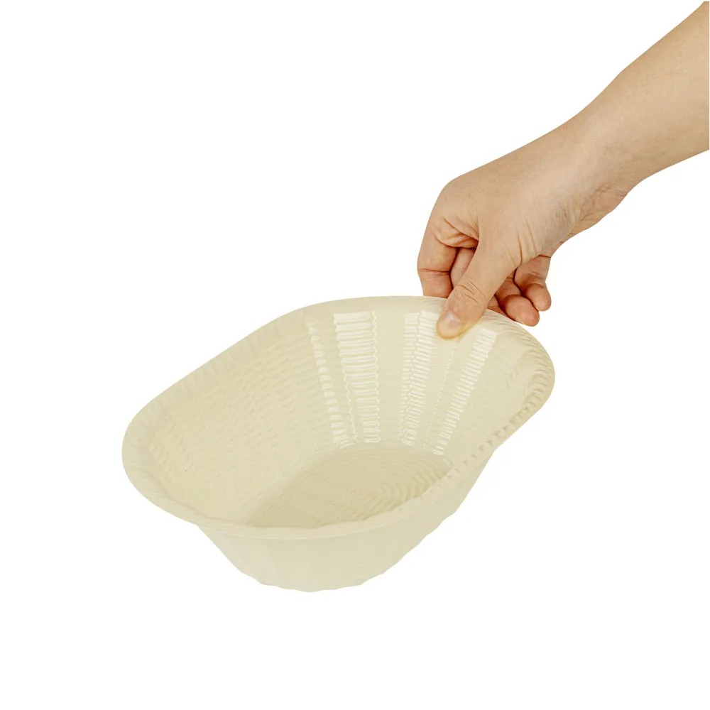 25 oz Cream Plastic Oval Food Serving Basket - Disposable - 9 1/4" x 6 1/4" x 2 1/2" - 25 count box