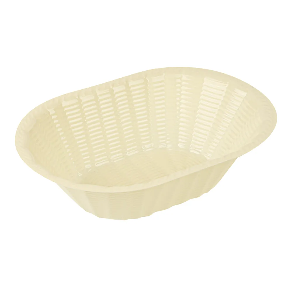 25 oz Cream Plastic Oval Food Serving Basket - Disposable - 9 1/4" x 6 1/4" x 2 1/2" - 25 count box