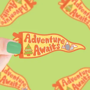 Adventure Awaits Pennant Flag Sticker