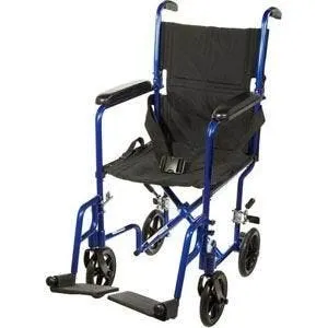 Aluminum Transport Chair, 19", Red Frame, Black Upholstery
