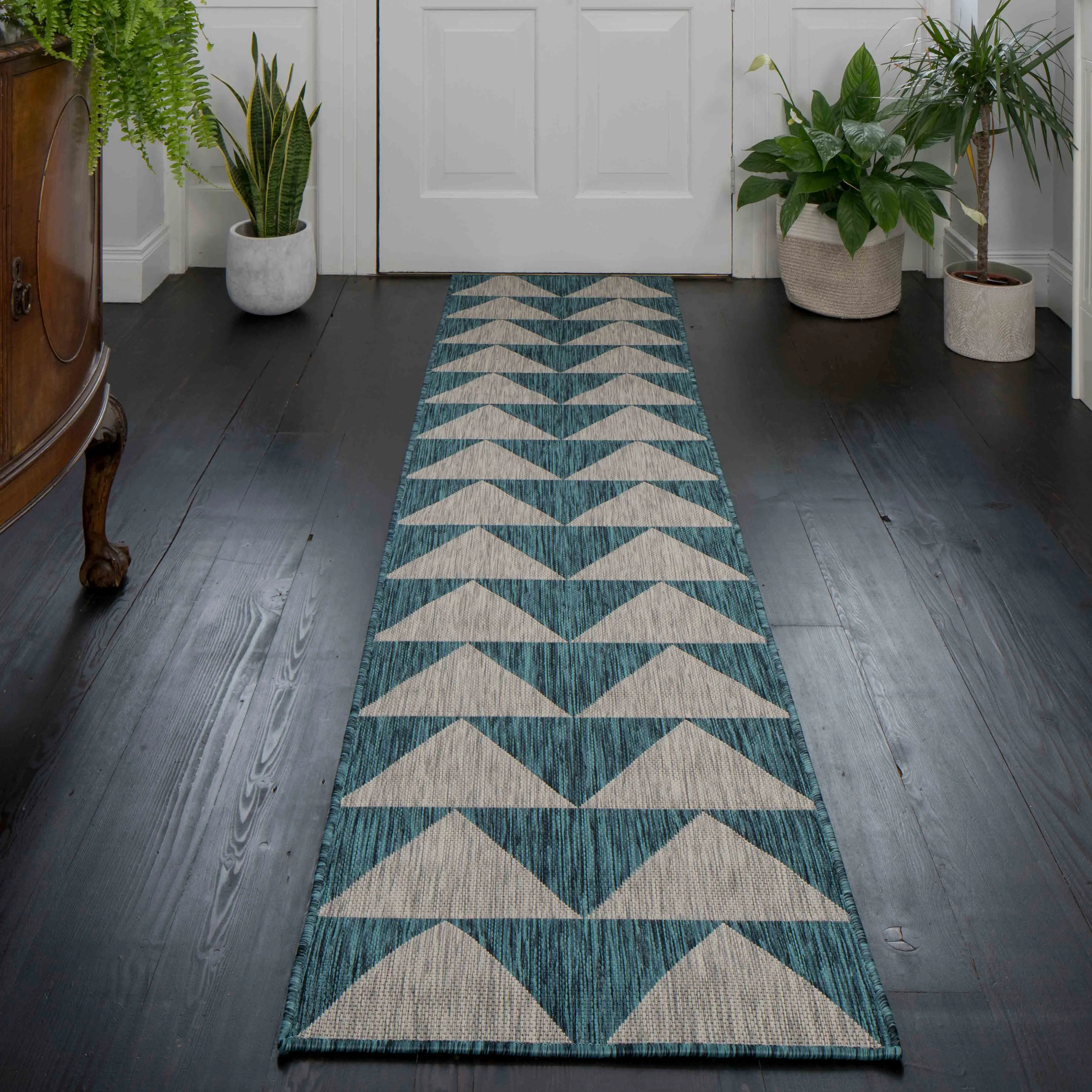 Blue Grey Geometric Indoor Outdoor Rugs - Marlo