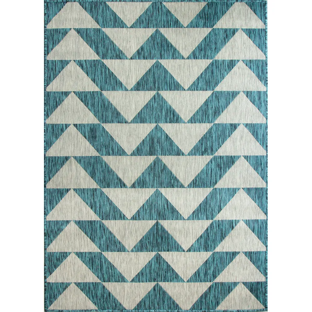 Blue Grey Geometric Indoor Outdoor Rugs - Marlo
