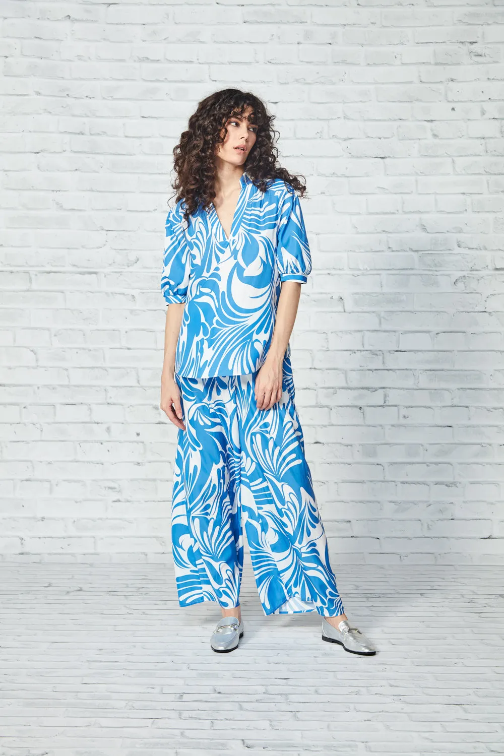 Glide - Clara Top - Blue Print