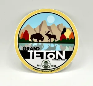 Grand Teton Sticker 3.75" x3.75" circle (includes US shipping, via USPS only)