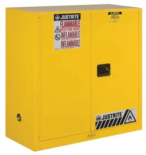 Justrite 893000 Safety Cabinet, 30 gal, 43 in OAW, 44 in OAH, 18 in OAD, 1-Shelf, Steel, Yellow :EA: QUANTITY: 1