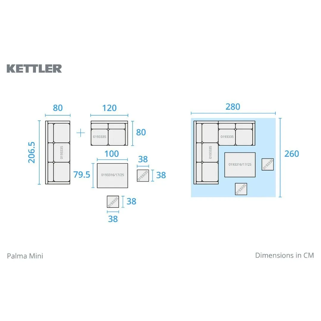 Kettler Palma Mini Corner Set with Firepit Table