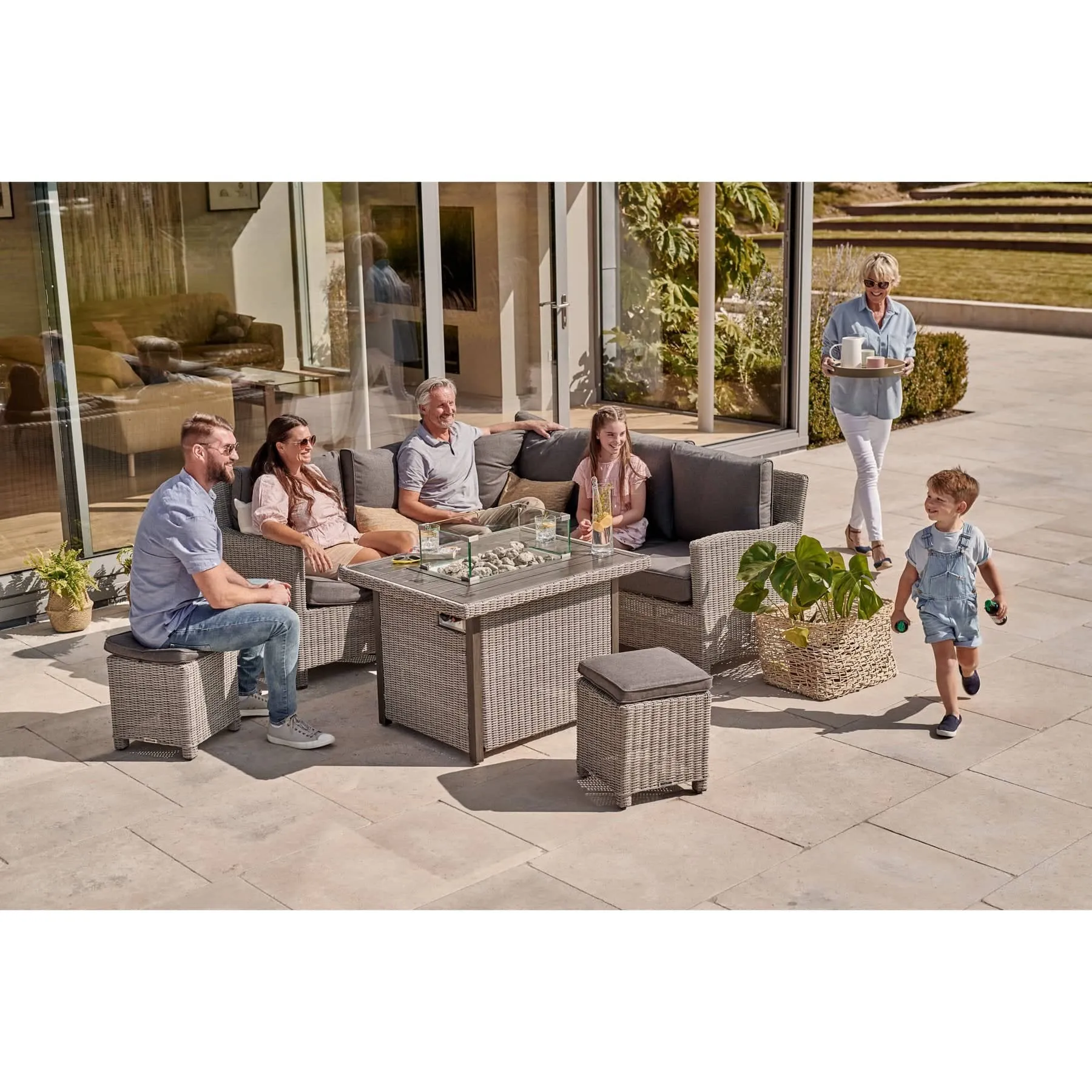 Kettler Palma Mini Corner Set with Firepit Table