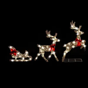 LED Twinkling Foil Rope 2 Reindeers with Sleigh