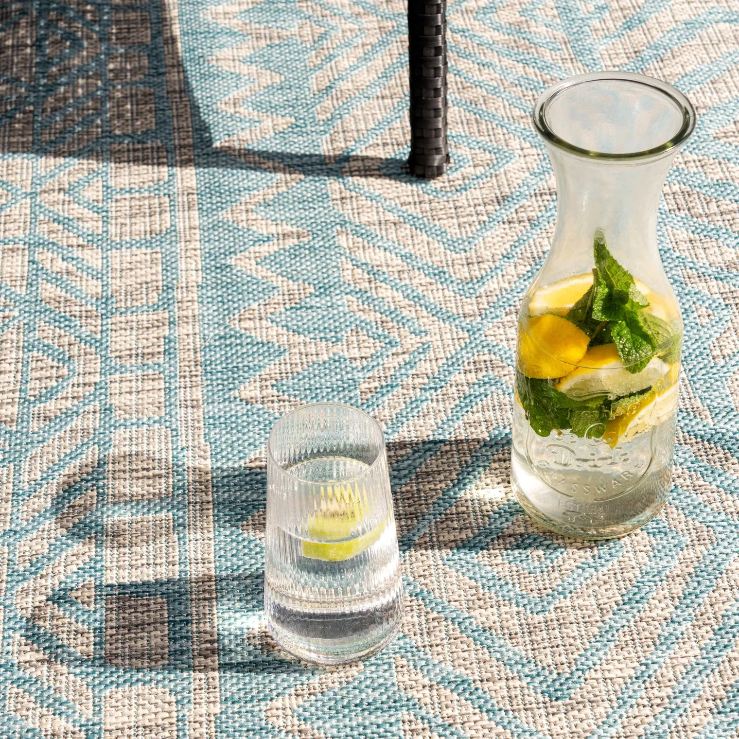 Light Blue Flatweave Indoor Outdoor Rug - Ruskin