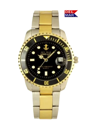 Men's Long Life Classic Coronado Black Face & Bezel T/T Watch #50481