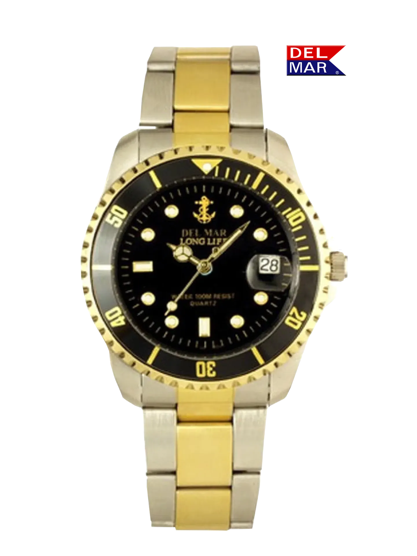 Men's Long Life Classic Coronado Black Face & Bezel T/T Watch #50481