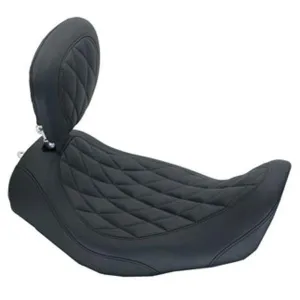 Mustang Tripper Wide Diamond Stitch Solo Seat with Driver Backrest for Harley Davidson 2006-15 Dyna models
