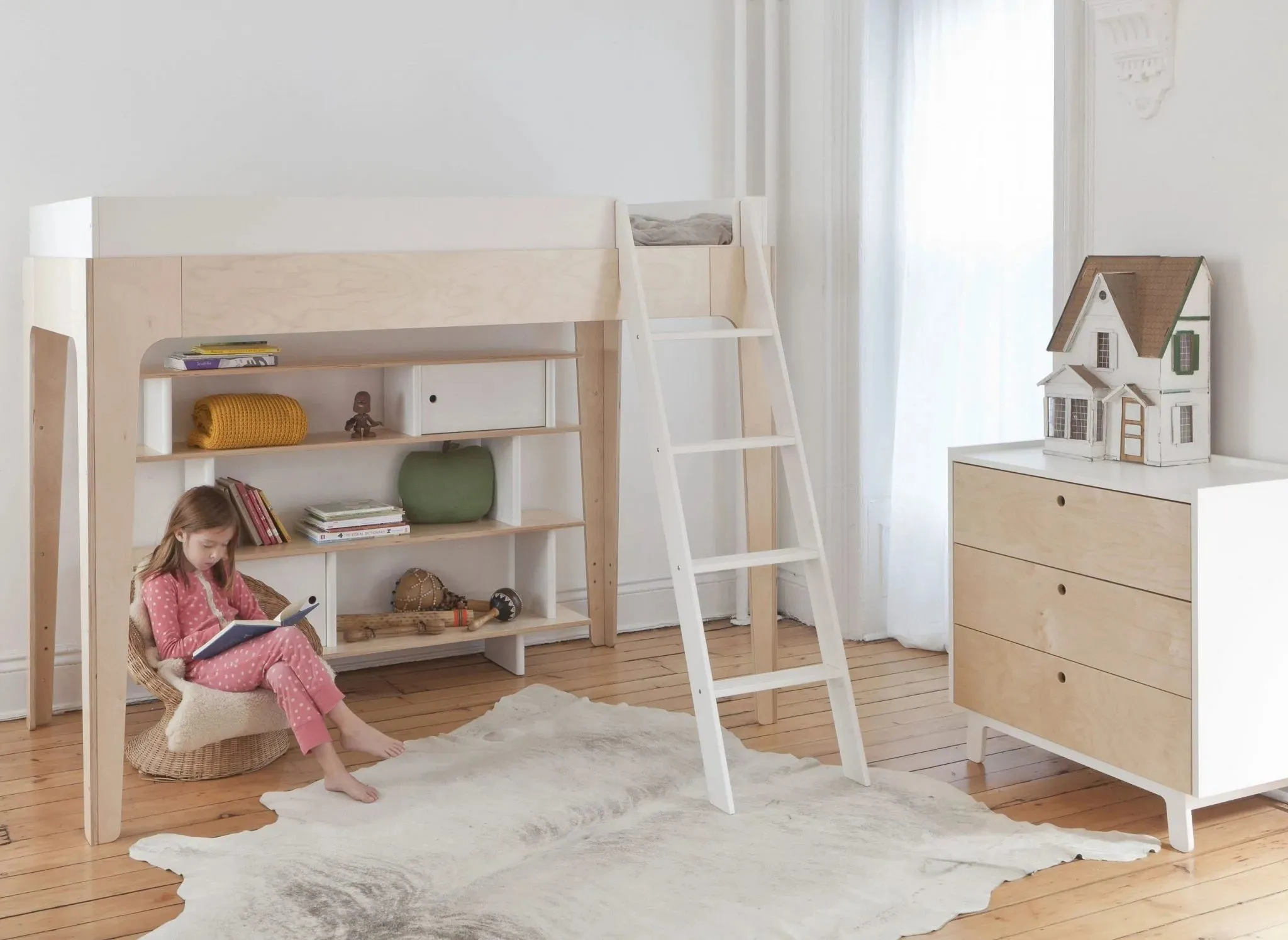 Oeuf Perch Loft Bed in Walnut