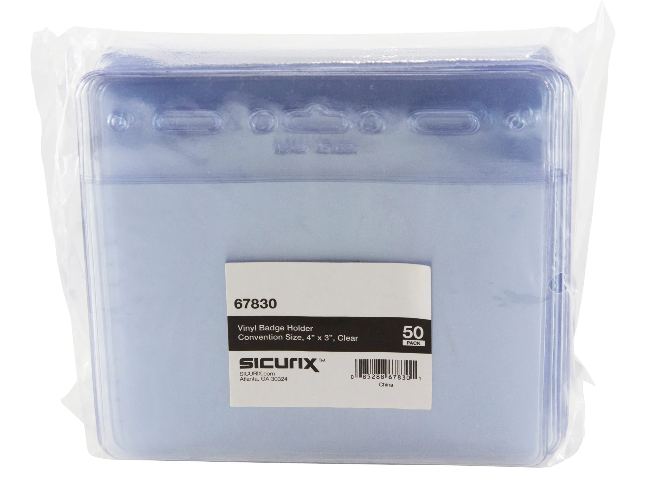 SICURIX Standard Badge Holders Horizontal 50 Pack CLEAR (67830)