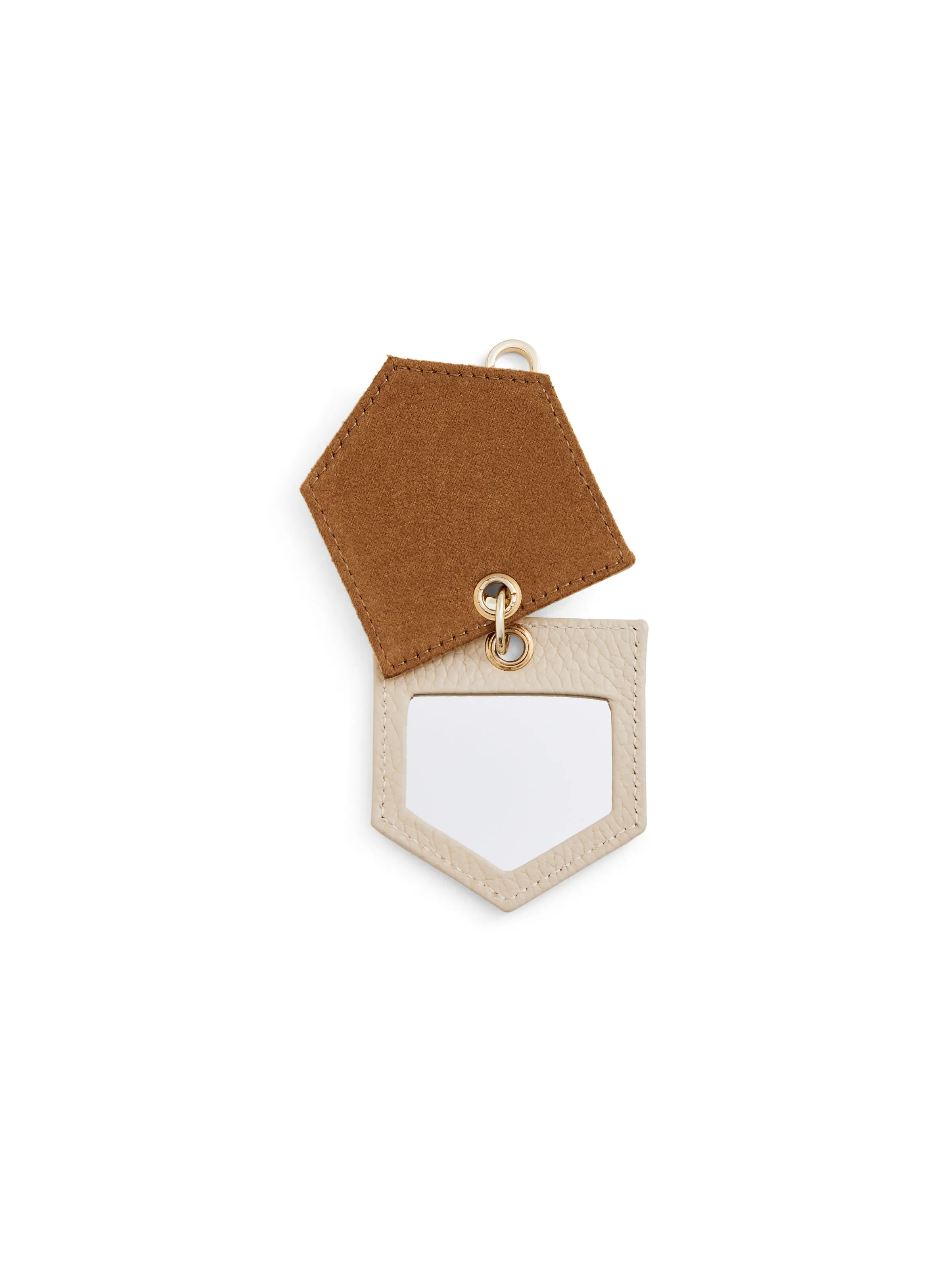 Signature Key Ring Mirror - Pebbled Stone Leather