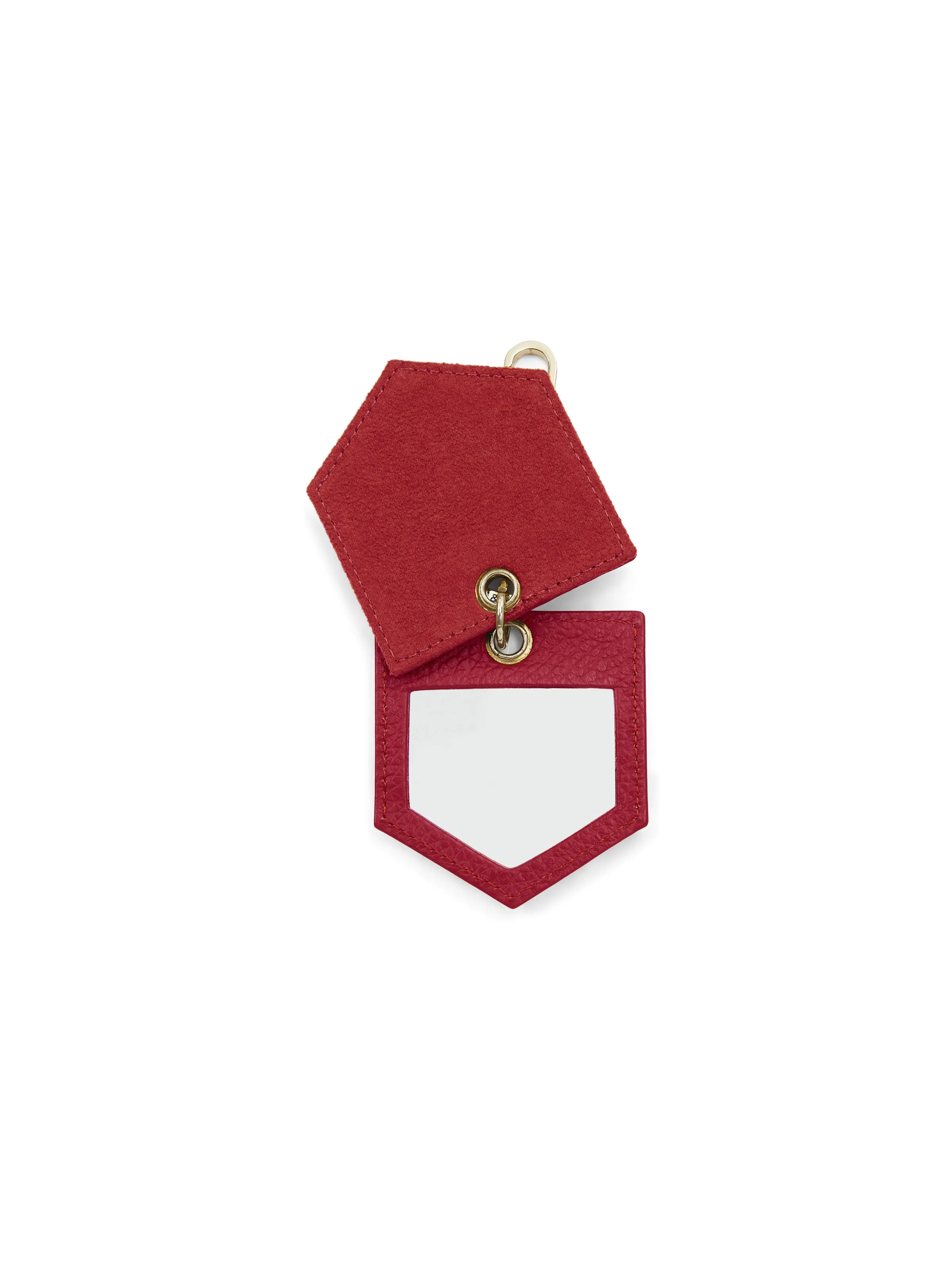 Signature Key Ring Mirror - Red Leather