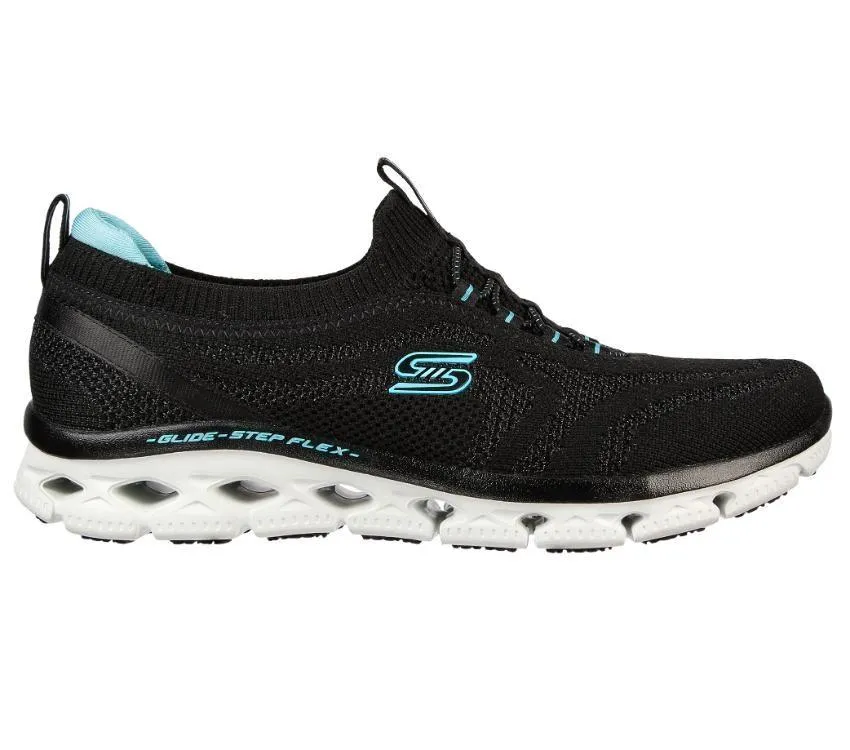 SKECHERS WOMEN'S GLIDE-STEP FLEX GOOD DREAM - BLACK/LIGHT BLUE