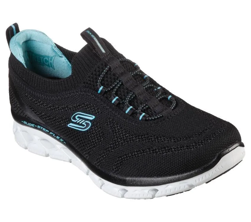 SKECHERS WOMEN'S GLIDE-STEP FLEX GOOD DREAM - BLACK/LIGHT BLUE