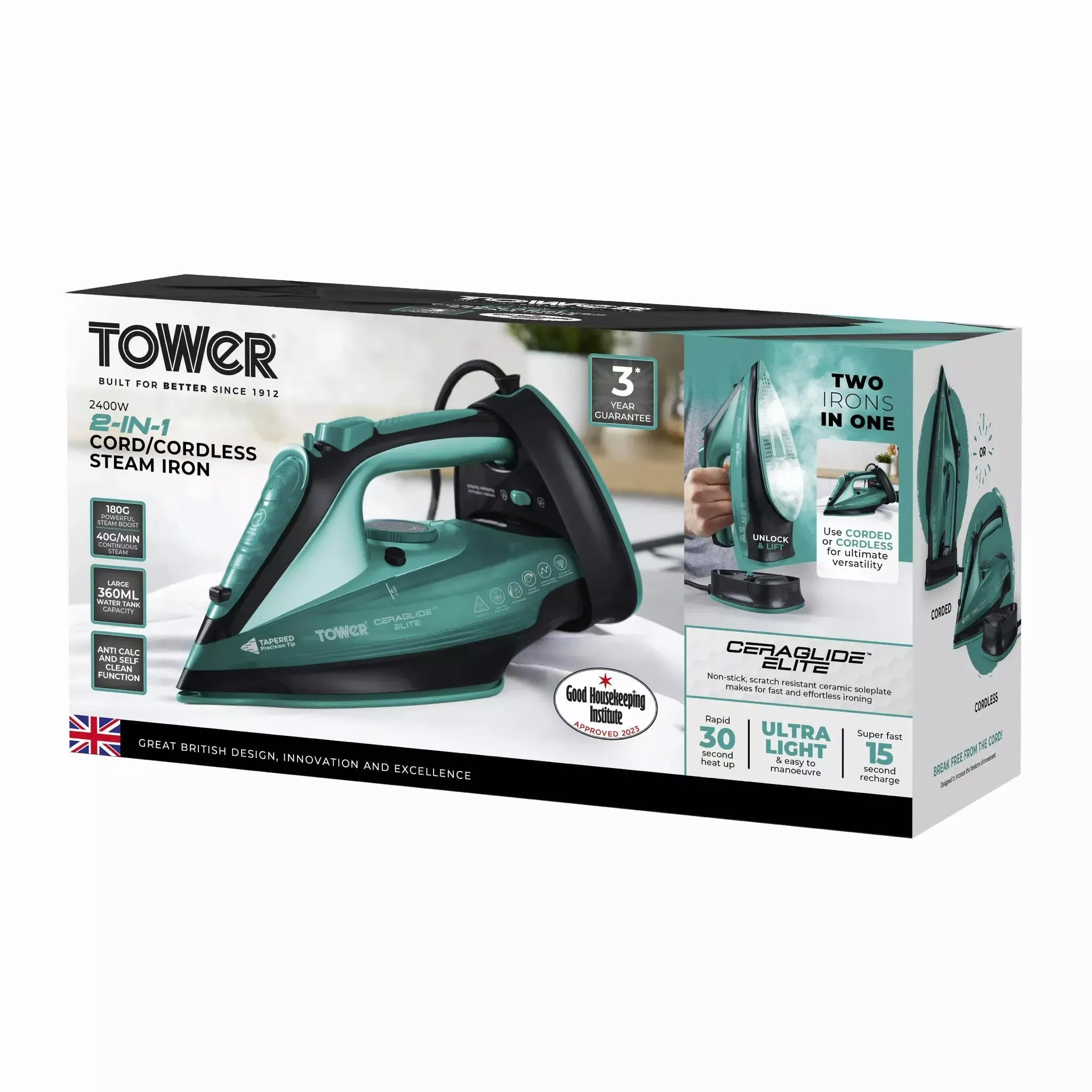 Tower Ceraglide Cord Cordless Iron