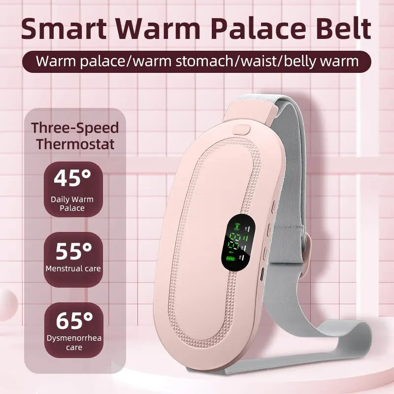 UMAI Portable Cordless Heating Pad for Cramps Relief | 3-Speed Temperature Adjustment and 4-Speed Massage Modes | Heating Pad for Stomach, Back and Belly for Women (White)