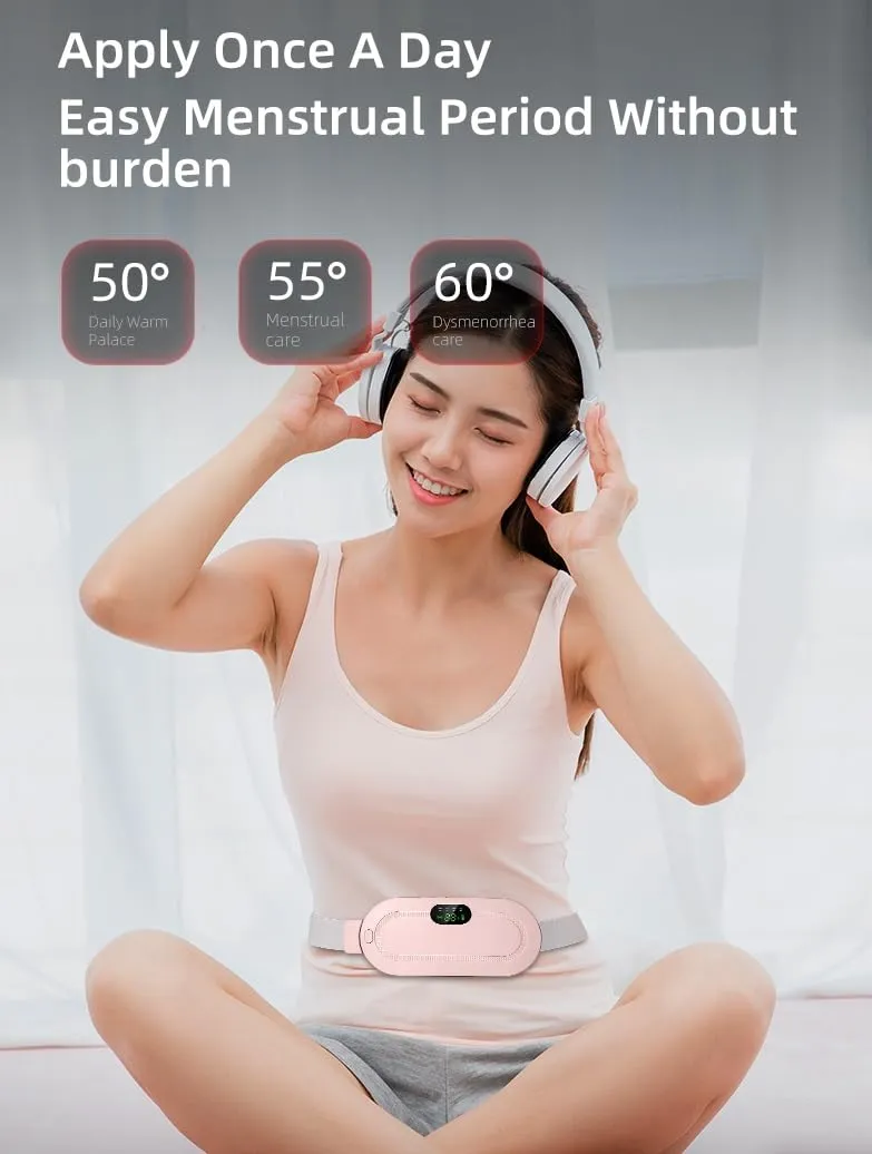 UMAI Portable Cordless Heating Pad for Cramps Relief | 3-Speed Temperature Adjustment and 4-Speed Massage Modes | Heating Pad for Stomach, Back and Belly for Women (White)