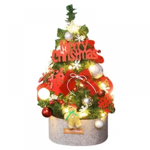 valiant 24-inch Pre-Lit Battery Operated Tabletop Mini Artificial Christmas Tree Decor with LED Lights, Red Berries, Gold Ornaments, Red(Battery Not Included) Red